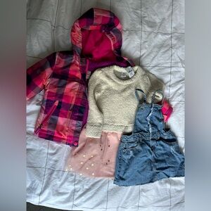 Baby gap, Zara, and cat and Jack- jacket, dress and overall